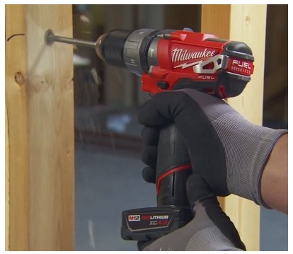 milwaukee m12 fuel drill in action