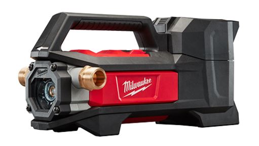 milwaukee m18 transfer pump angled view