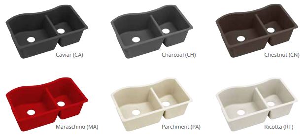 six different elkay quartz luxe sink colors