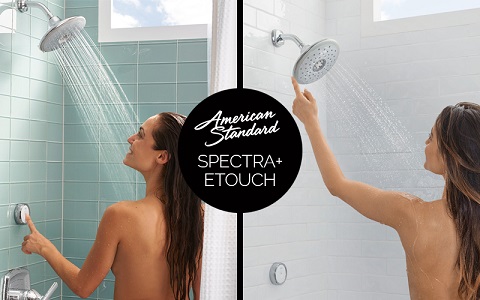 with the touch of a button you can control your spectra+ etouch shower