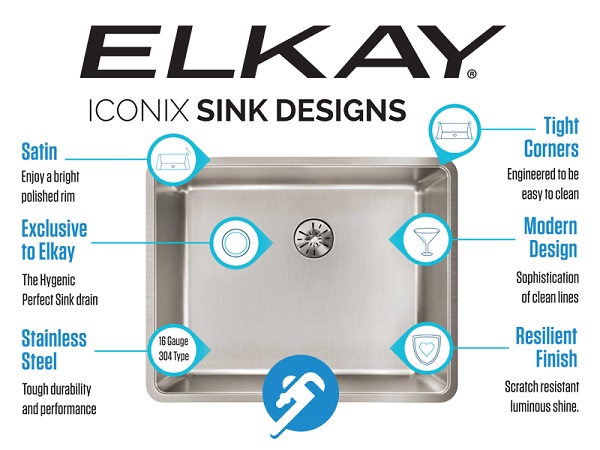 elkay iconix infographic sink features