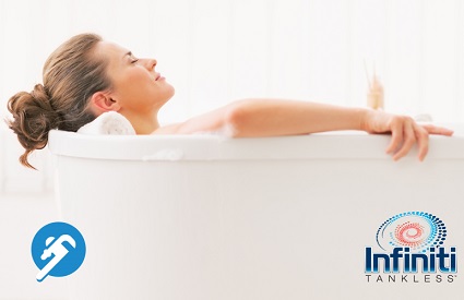 a hot bath is made possible on demand with Infiniti K water heaters