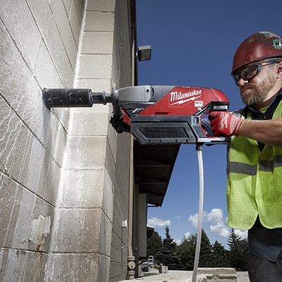 action shot of milwaukee mx fuel core drill