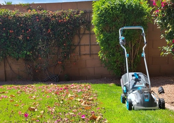 mowing the lawn with swift mower