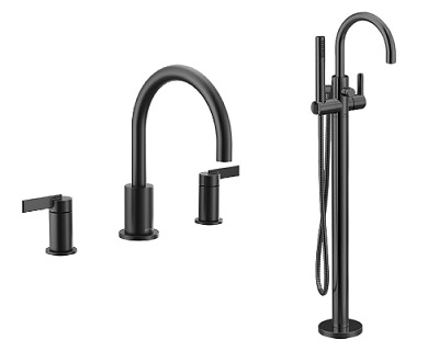 both moen cia tub faucets in matte black