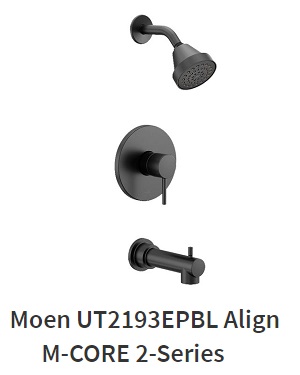 matte black moen align m-core 2-series tub and shower trim