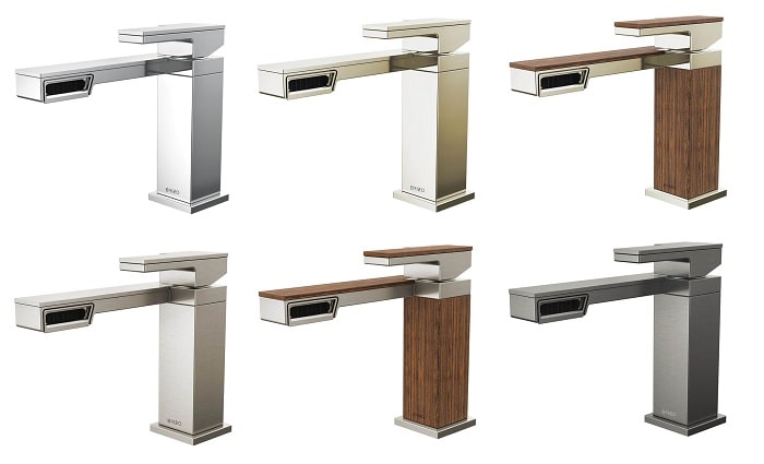 visual comparison of brizo frank lloyd wright bathroom faucets in each finish