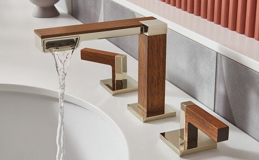 brizo frank lloyd wright widespread faucet with teak