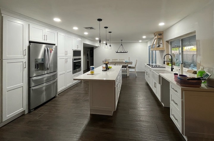 nearly complete Moen farmhouse kitchen remodel