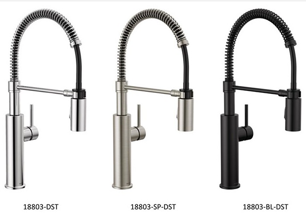 delta antoni kitchen faucets in each of the three finishes