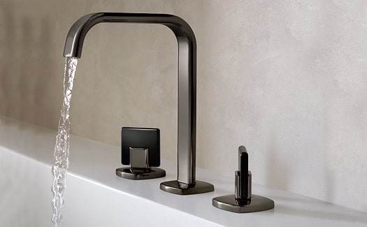 brizo allaria faucets are elegant like this squared spout widespread in black