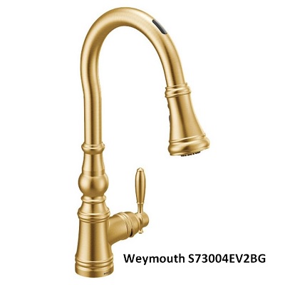 brushed gold moen weymouth smart faucet