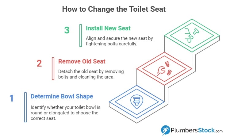 how to change the toilet seat infographic