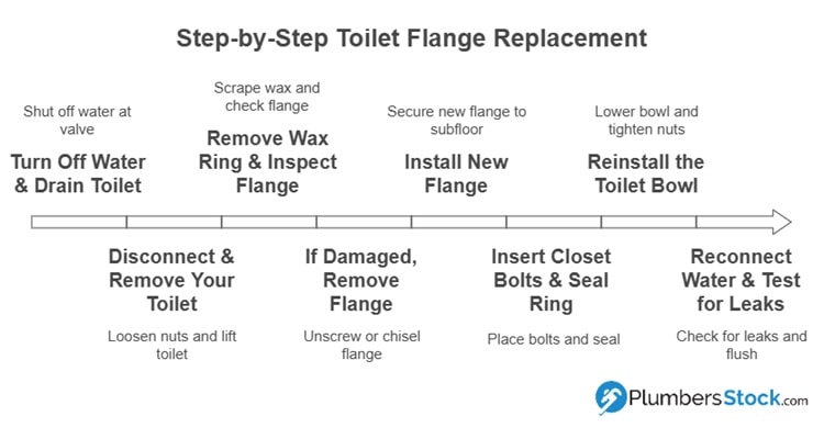 how to replace a toilet flange infographic