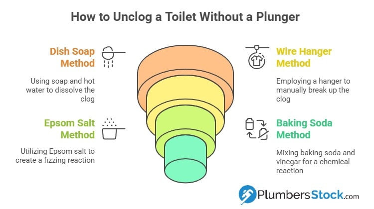 how to unclog toilet without a plunger infographic